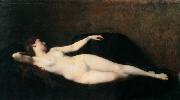 Jean-Jacques Henner Woman on a black divan, oil painting on canvas